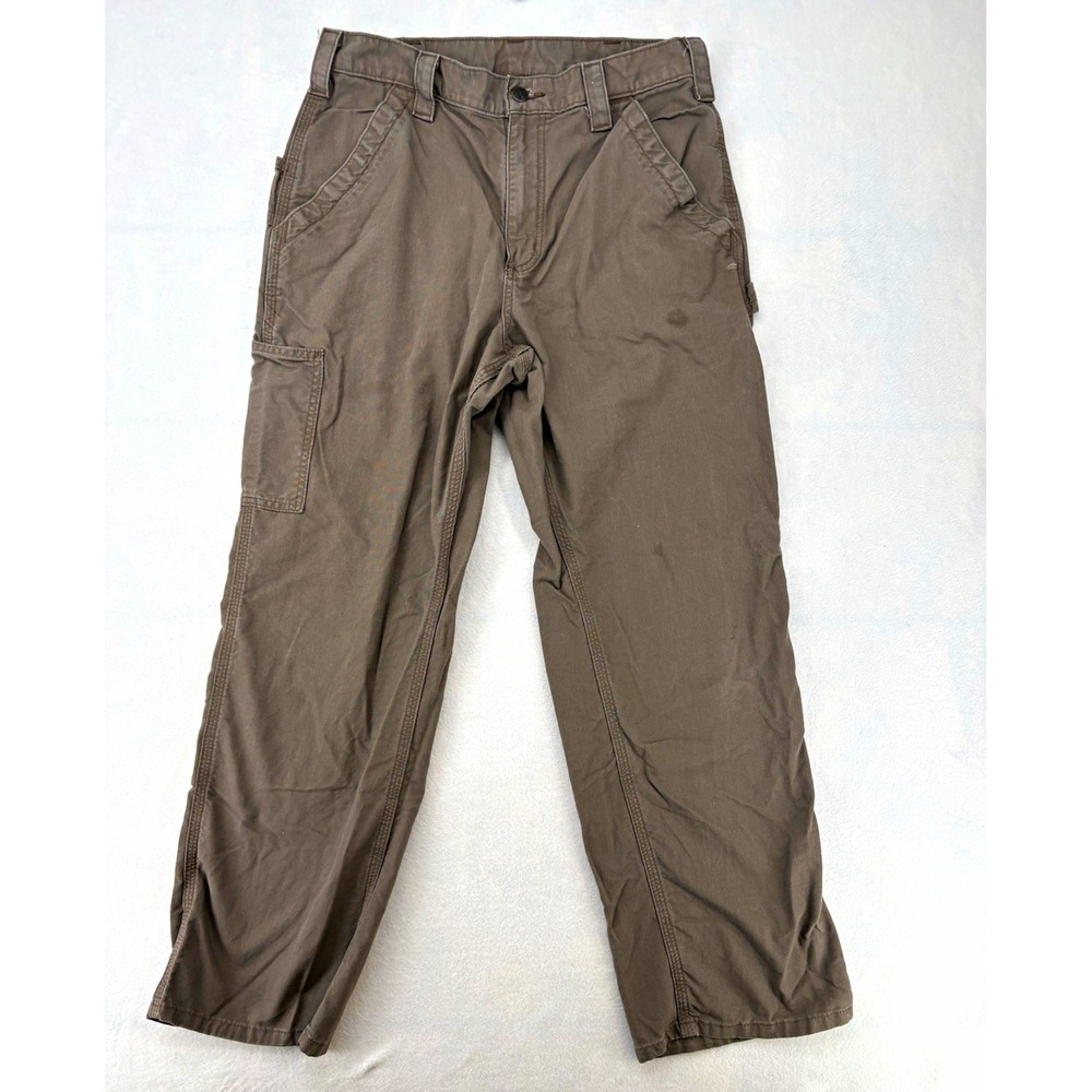 Carhartt B151 LBR Brown Canvas Cotton Work Pants Men's 32x30 Construction